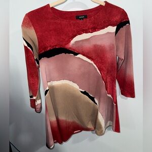 I am selling Alfani Petite Printed Swing Top - Pink Horizon - size PS